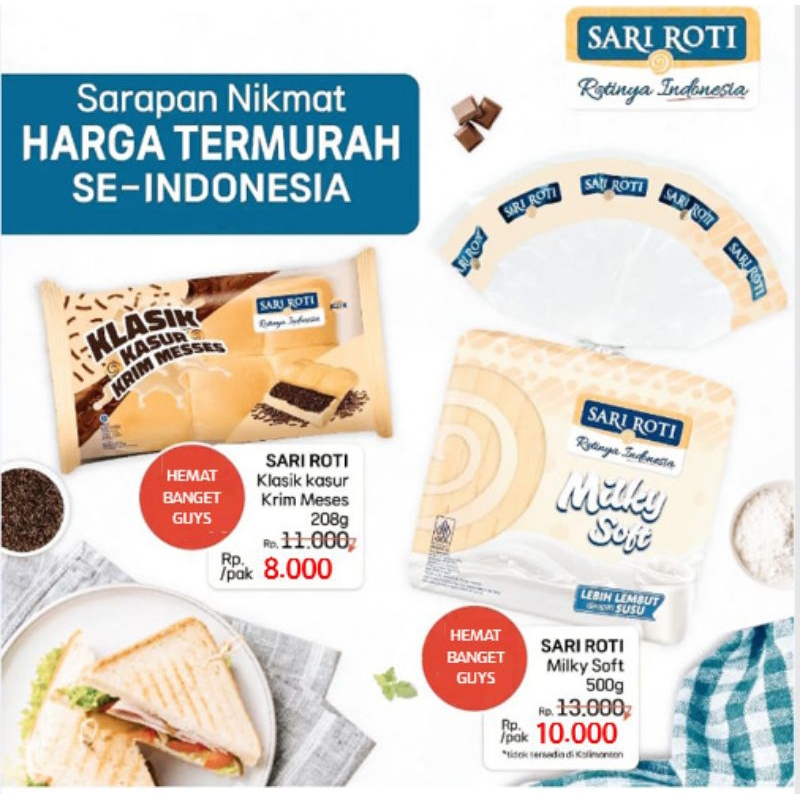 Jual PROMO MURAAHH !! SARI ROTI KLASIK KASUR/MILK SOFT | Shopee Indonesia
