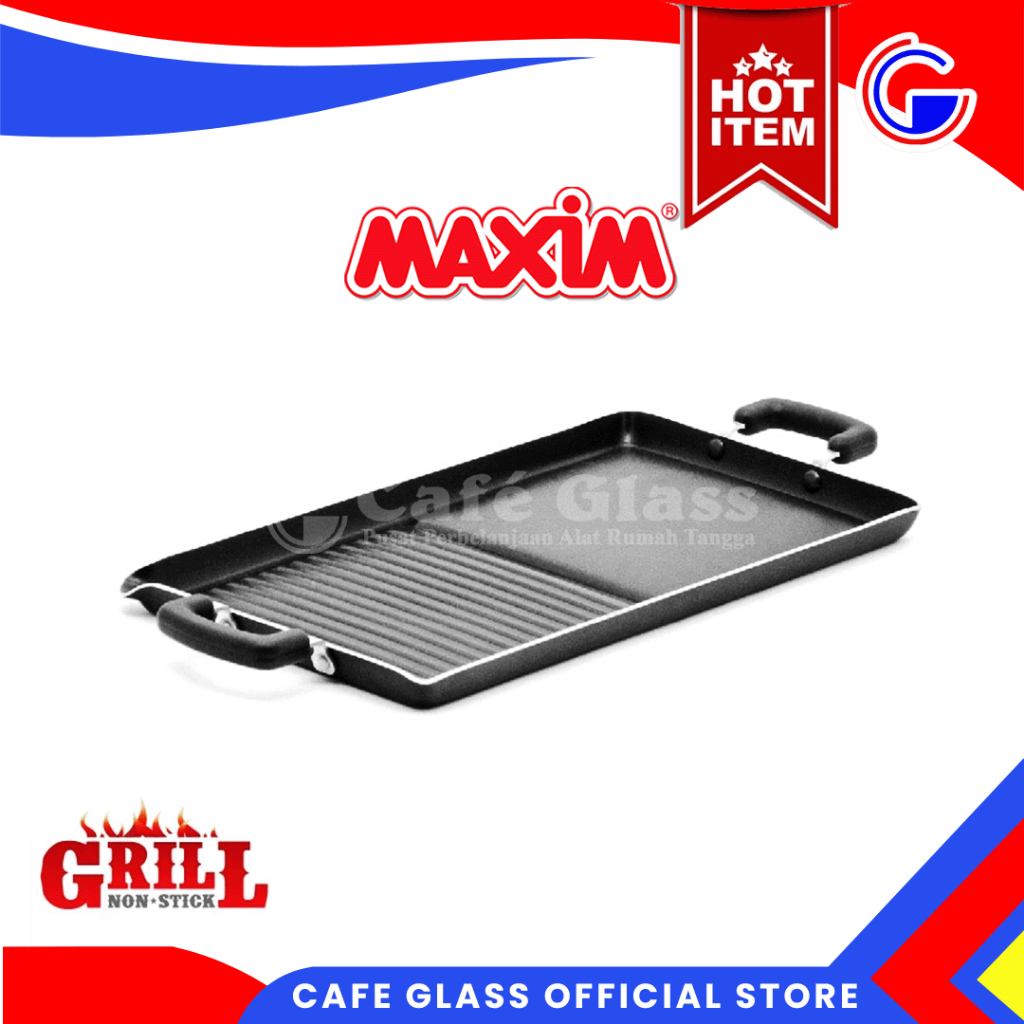Maxim Grill Alat Pemanggang Teflon Anti Lengket 18X10" Double Burner Grill