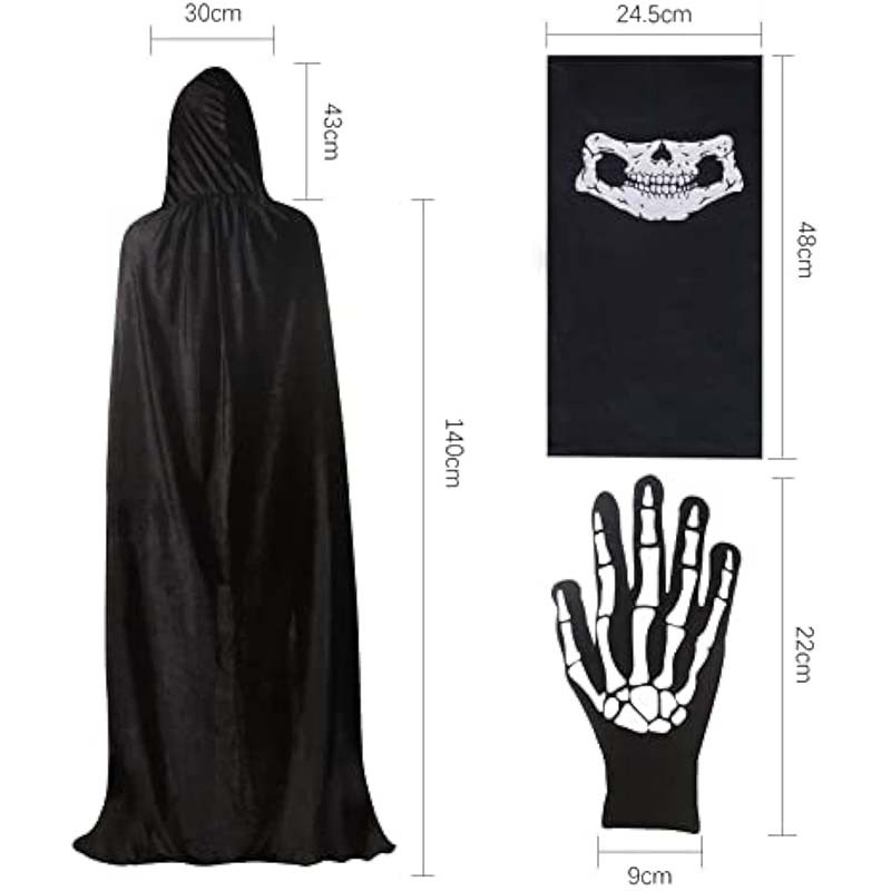 Jual 4pcs/Set Halloween Cosplay Shinigami Kostum Jubah Hiasan Tengkorak ...
