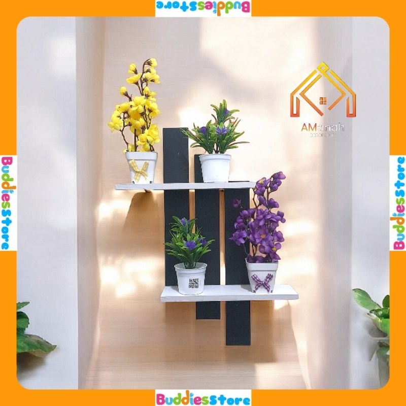 RAK DINDING MINIMALIS MODEL ANGKLUNG RKA051 - RAK KAYU PAJANG TEMBOK SERBAGUNA ISI 1