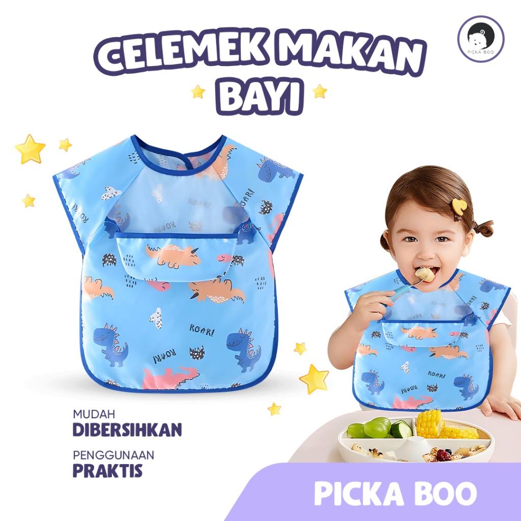Jual PICKA BOO Slabber Bayi Motif Karakter BIB Celemek Anak Anti Basah ...