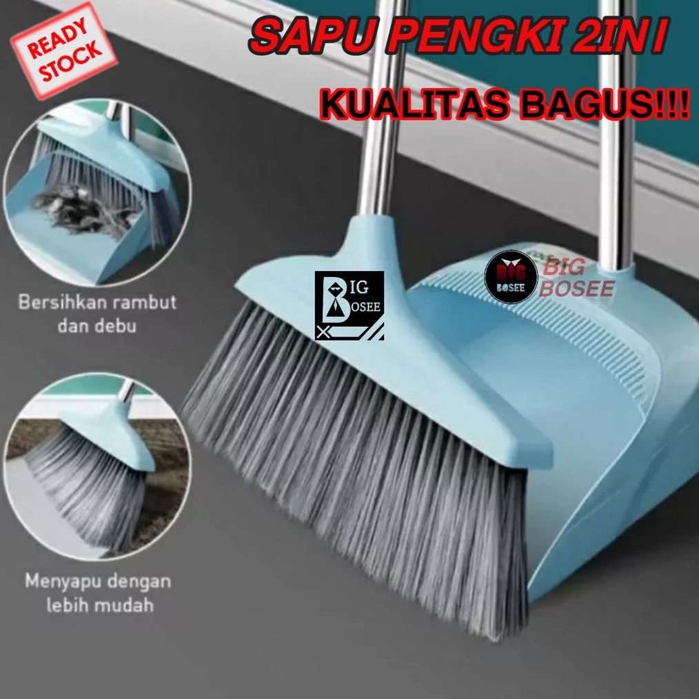 Jual 7 Sapu Pengki Set 2IN1 Alat Pembersih Sapu Lantai Praktis Hijau ...