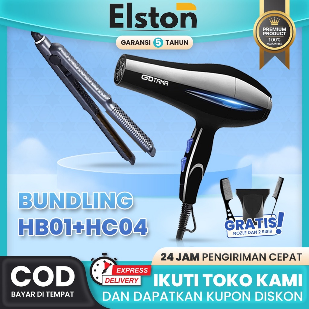 Paket Promo Hair Dryer HB01 Dan Catok Rambut HC 04