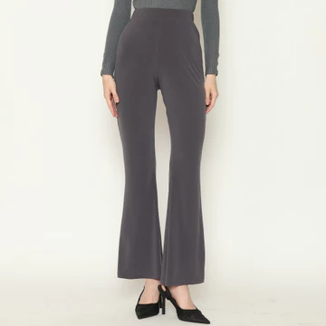 Pluffyschoice Tello Cutbray Highwaist Flare Pants Celana Panjang Wanita Bahan Jersey Bawahan
