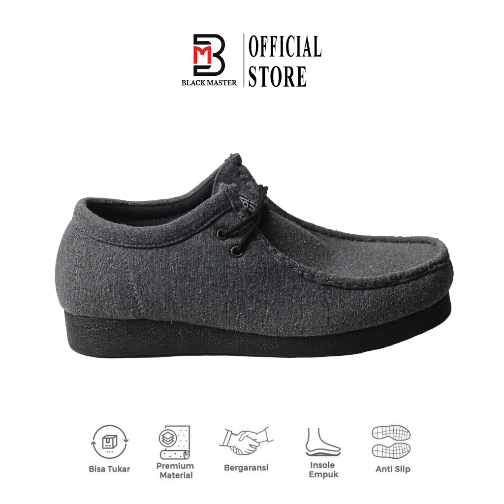 Black Master Sepatu Pebble Kanvas Suede Clarks Wallabee