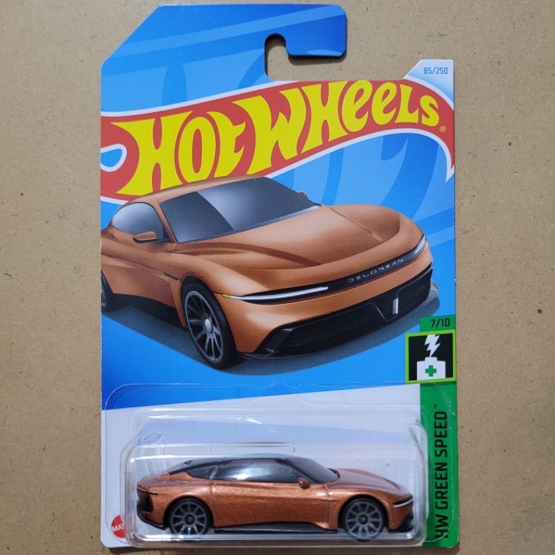 Hot Wheels DeLorean Alpha5 1:64 – Edición HW Green Speed 7/10, Coche De Colección De Mattel 2024 En Tarjeta Corta, Blanco – Regalo Para Niños De 3 Años Y Coleccionistas
