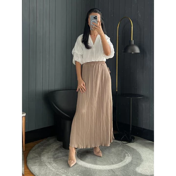 Rok Plisket Payung Wavy Rok Plisket Premium Tebal Rok Panjang Korean Style Pleated Skirts 036