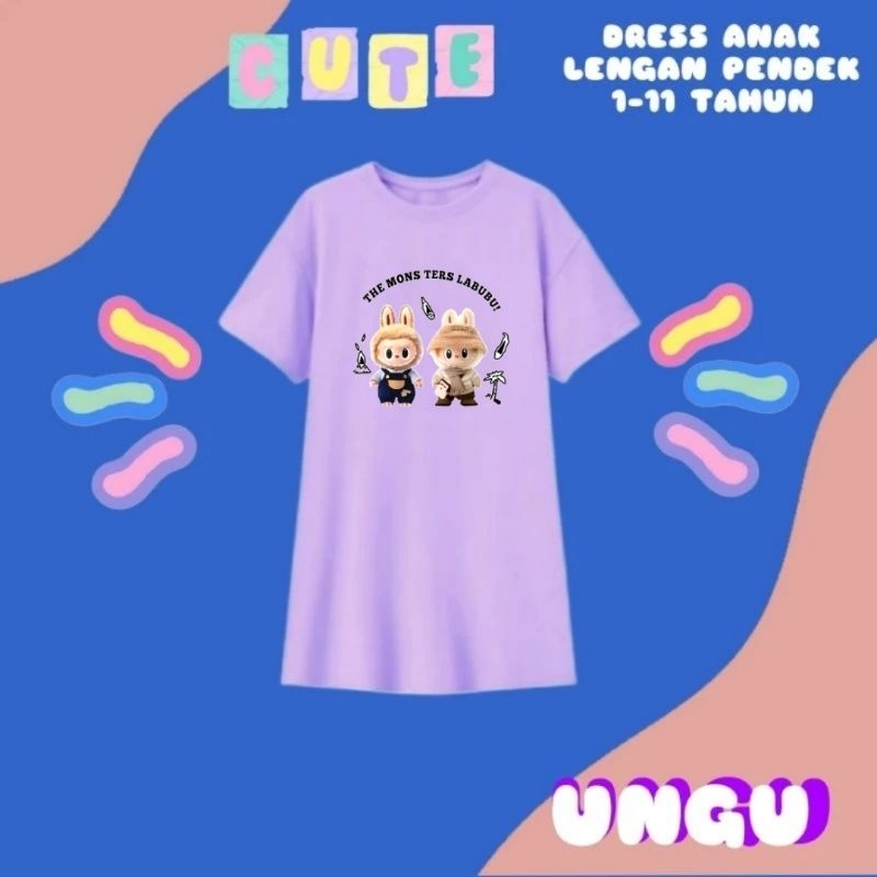 Jual Daster Anak perempuan usia 1-12Tahun Gambar LABUBU Viral the ...