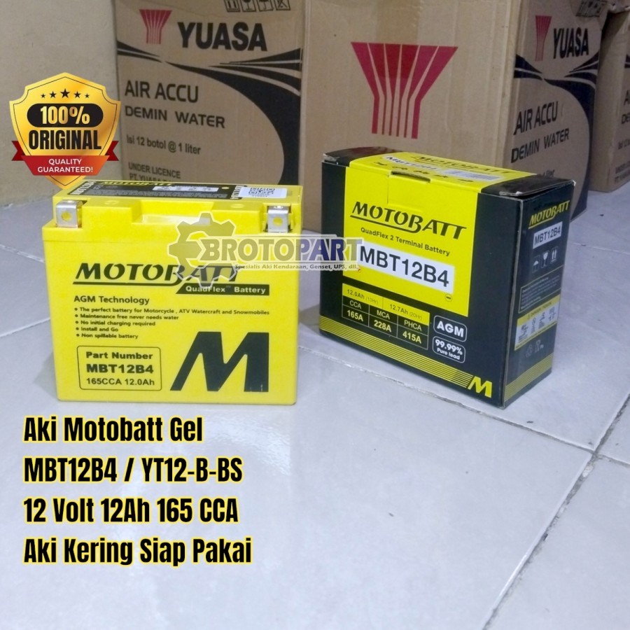 Jual Aki Motor Yamaha YZF R1, FZ6, R6, XJ6 Accu MOTOBATT MBT12B4 GEL MF ...