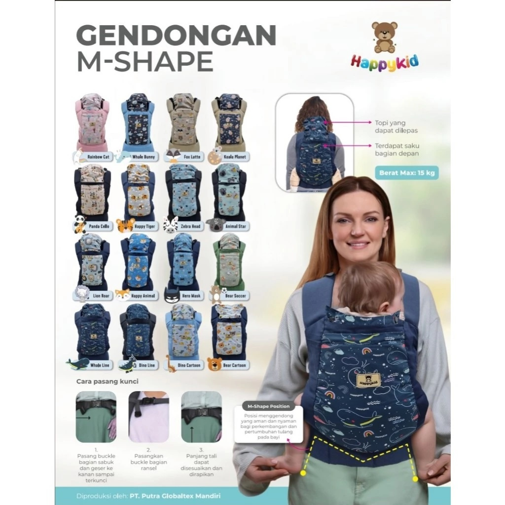 Jual Happy Kid Gendongan M-Shape Depan Ransel / Gendongan Depan Bayi