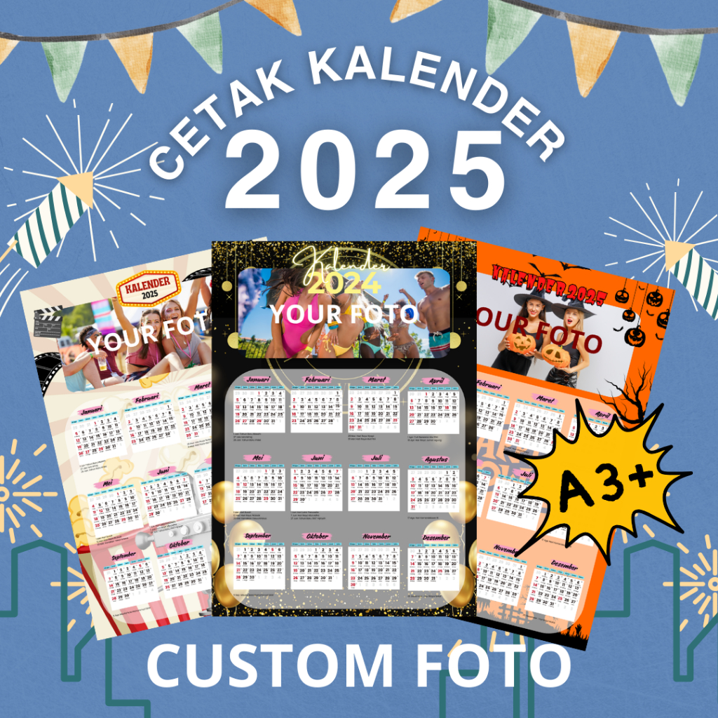 Jual ( A3+) KALENDER DINDING 2025 CUSTOM FOTO [12 BULANAN] - FREE