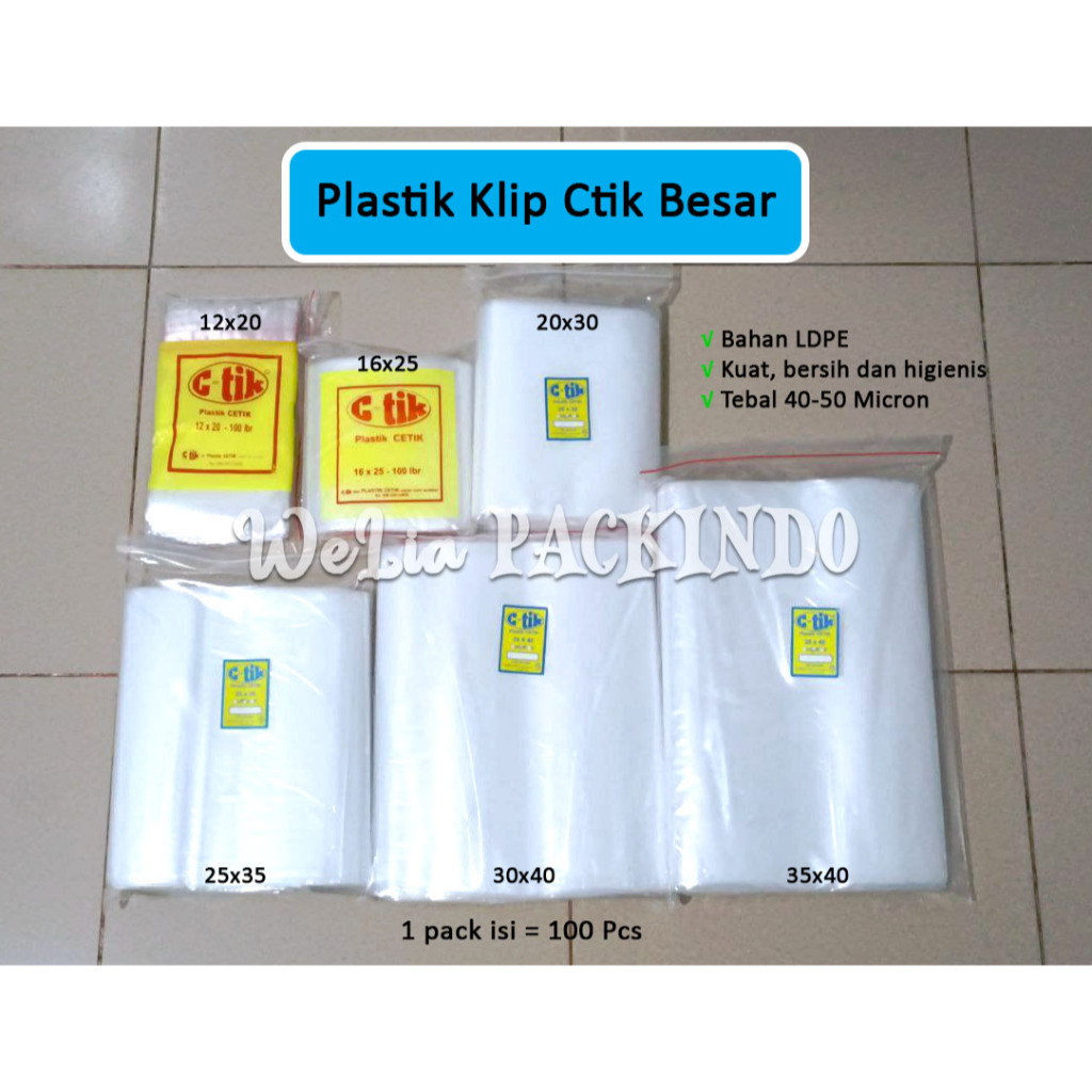 Jual Plastik Klip Ctik Besar 12x20, 16x25, 20x30, 25x35, 30x40, 35x40 ...