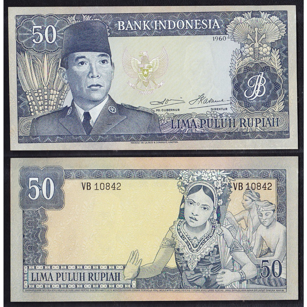 Jual Uang kuno 50 rupiah seri Sukarno tahun 1960 #TDLR - watermark Bung ...