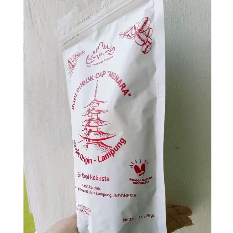 Jual kopi bubuk cap menara lampung -+ 225gram ( biji kopi robusta ...