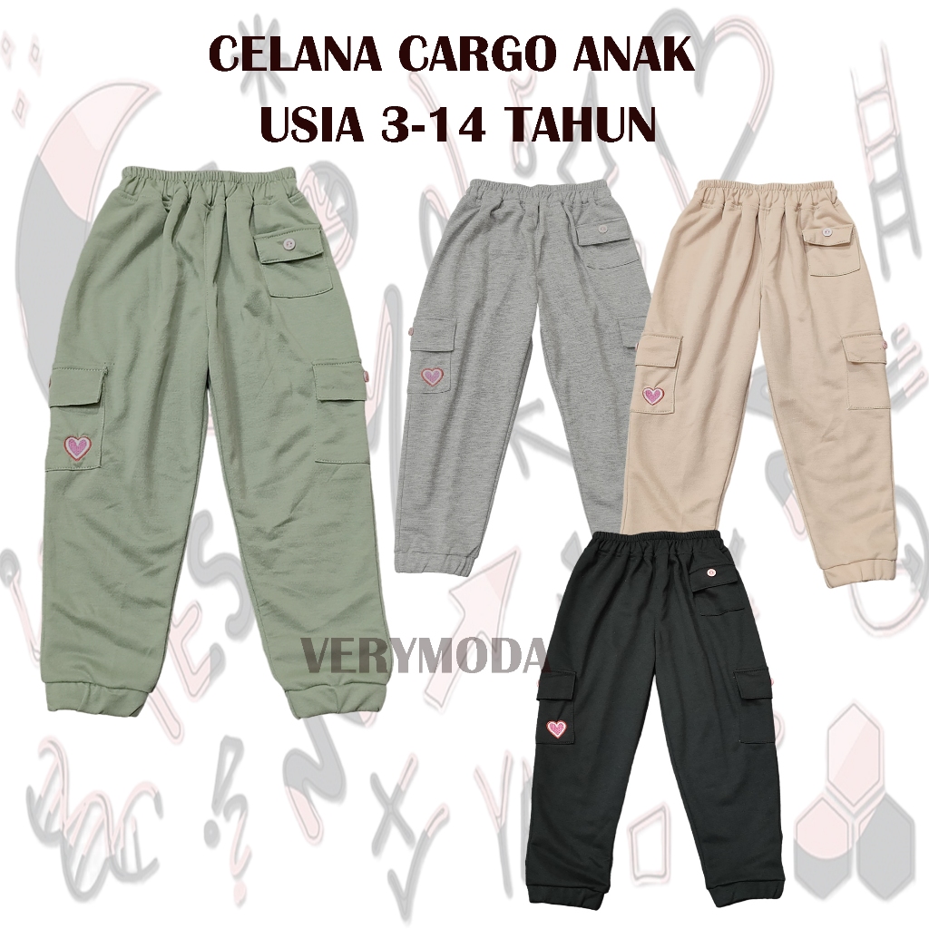 Nevada Knit Cargo Celana Jogger Anak Perempuan