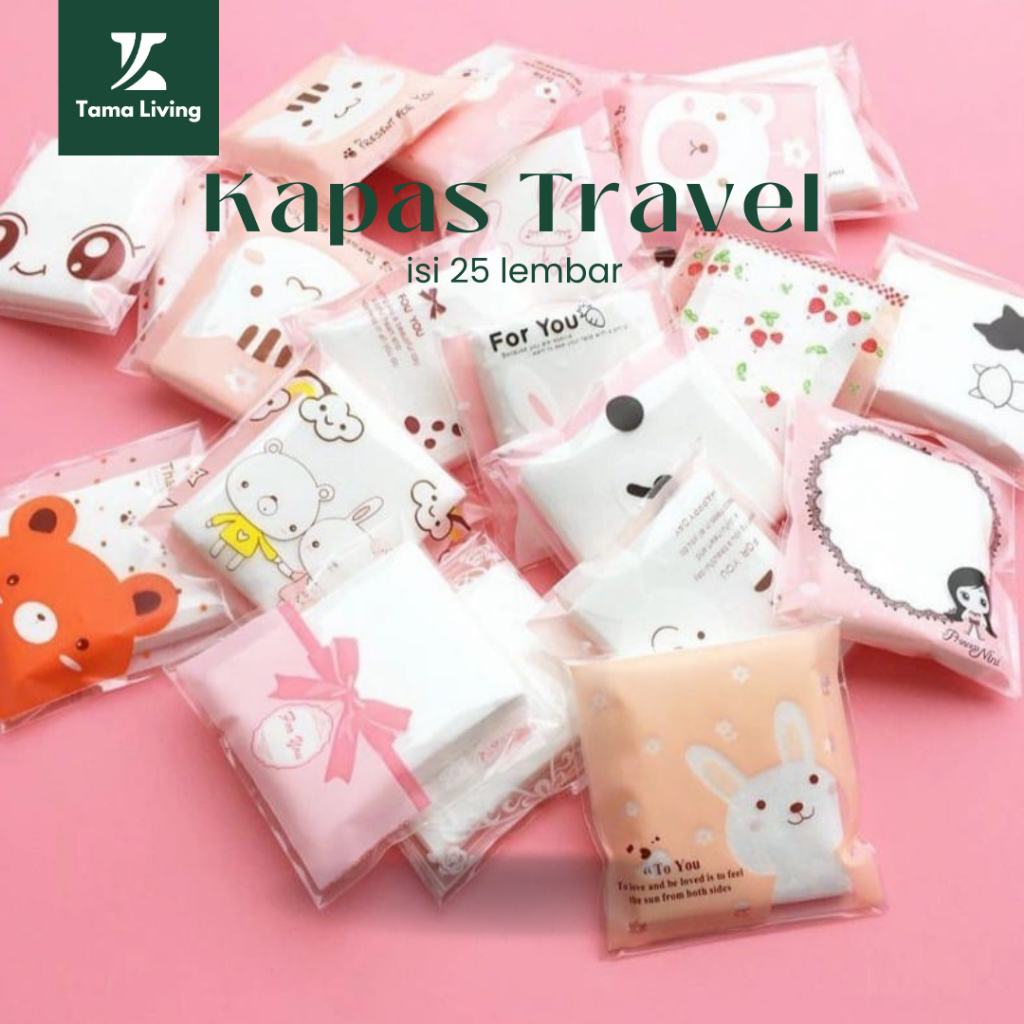 TAMA LIVING Kapas Wajah Travelsize Toner Kapas Wajah Tipis Pembersih Make Up Cotton Pads Tissu Wajah