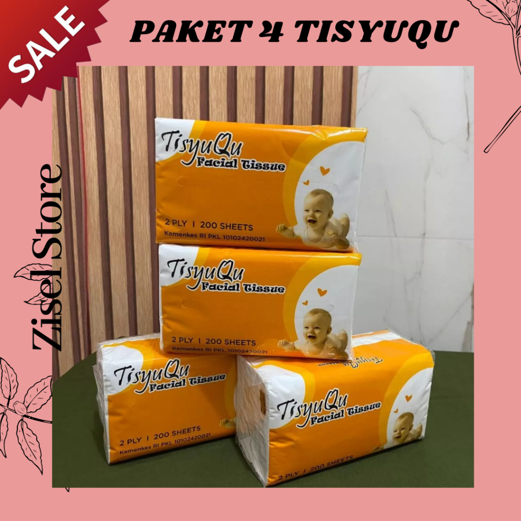 Jual (PAKET 4 PCS) TISSUE FACIAL TISYUQU 200 SHEETS 2PLY TISSU HALUS ...