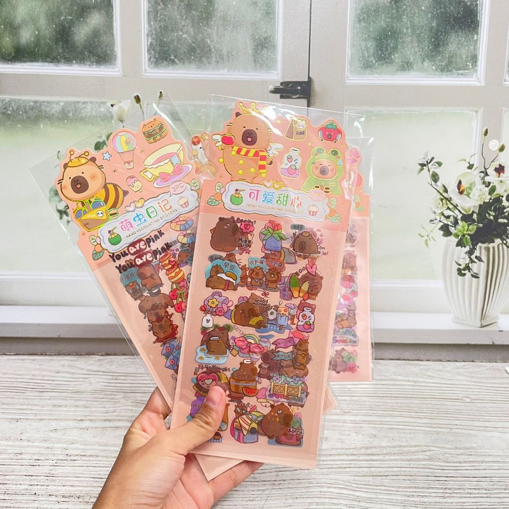 Jual Sticker Capybara 1 Set isi 3 Lembar Super Cute Lucu / Stiker ...