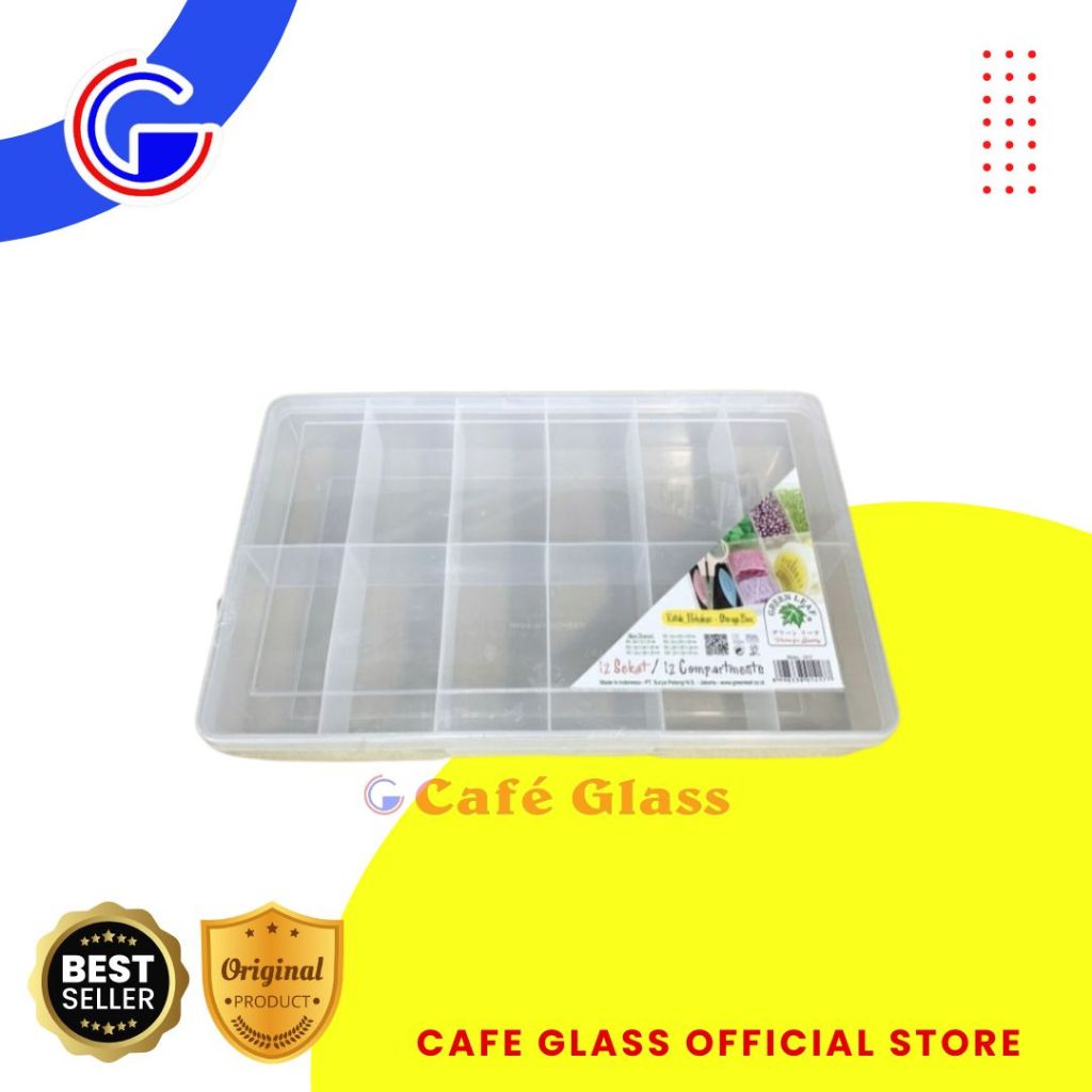 Kotak Perkakas 12 Sekat / Storage Box Green Leaf / Organizer Box 12 / Box Perhiasaan Perintiilan