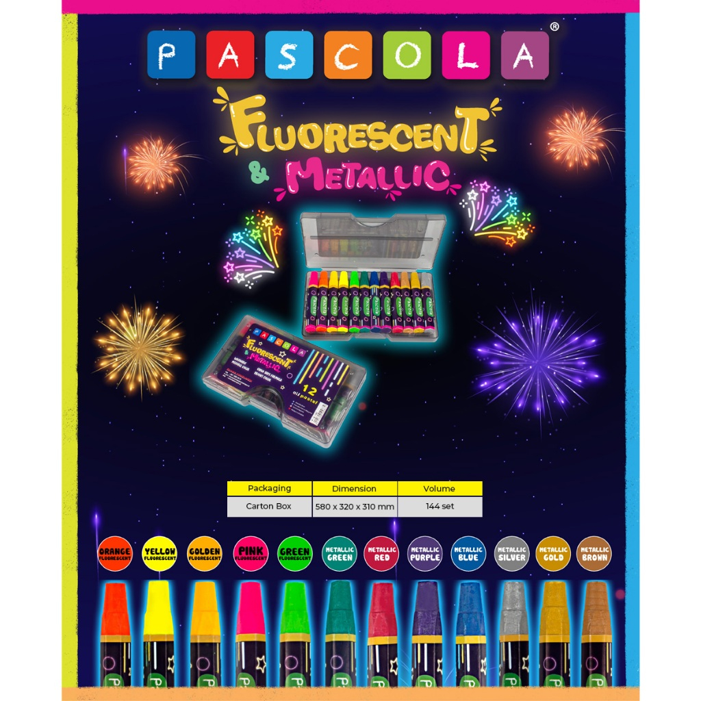 Standard - Pascola Oil Pastel Metalic 12 / Set ( Crayon / Pewarna / Coloring ) (5)