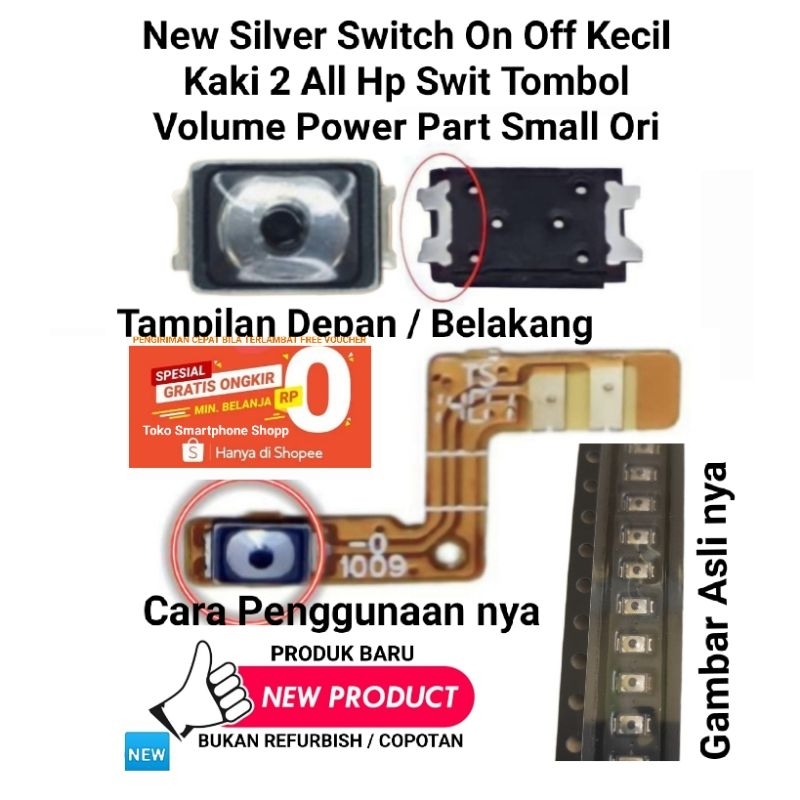 Jual New Silver Switch On Off Kecil Kaki 2 All Hp Swit Tombol Volume ...