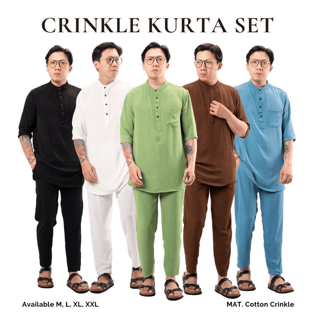 Jane Frey Clothing 8223 Kurta Set Pria Halflong Crinkle M-XXL