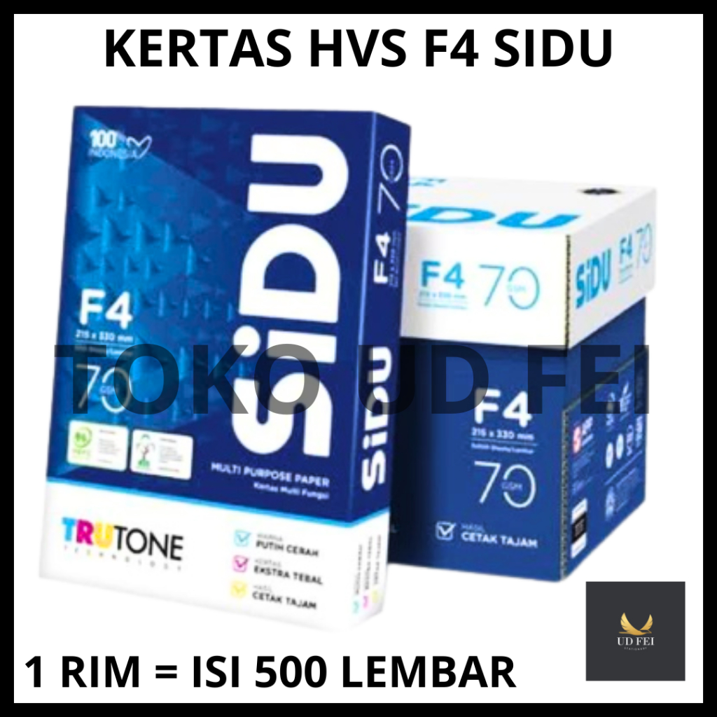 Jual (1 RIM=500 LEMBAR) KERTAS HVS F4 SIDU/ KERTAS HVS F4/ KERTAS PRINT ...