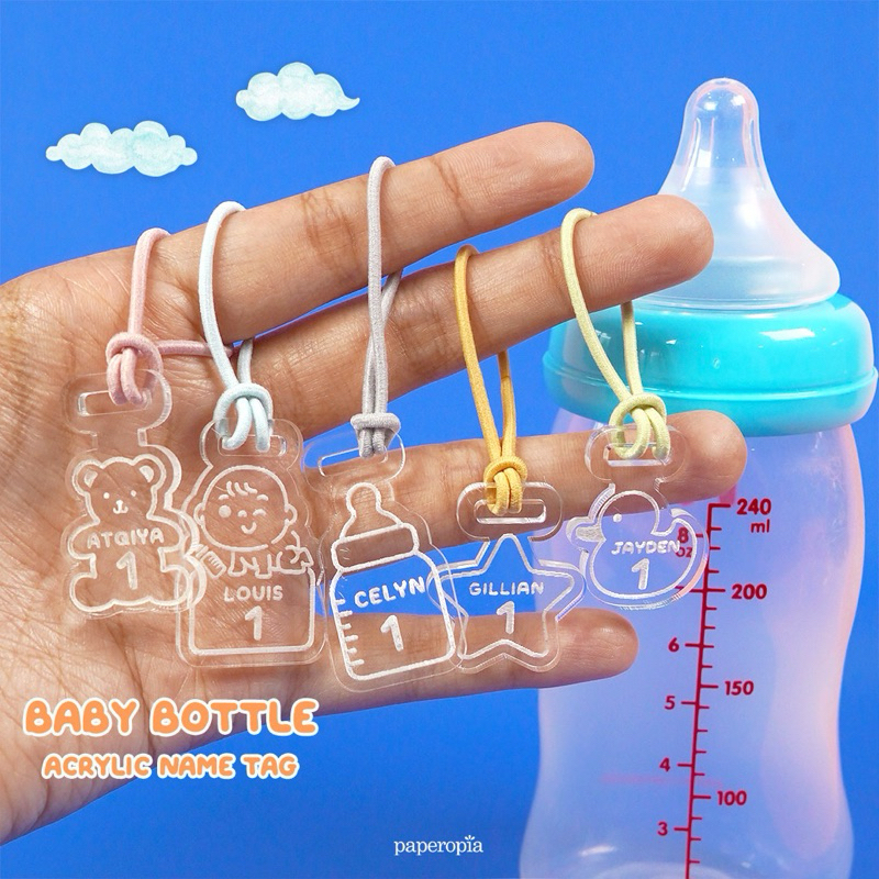 Jual tag botol susu bayi penanda botol susu bayi akrilik custom nama ...