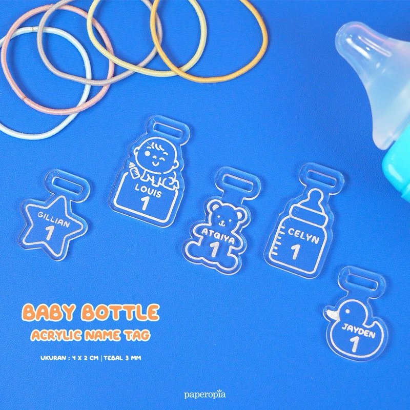 Jual tag botol susu bayi penanda botol susu bayi akrilik custom nama ...