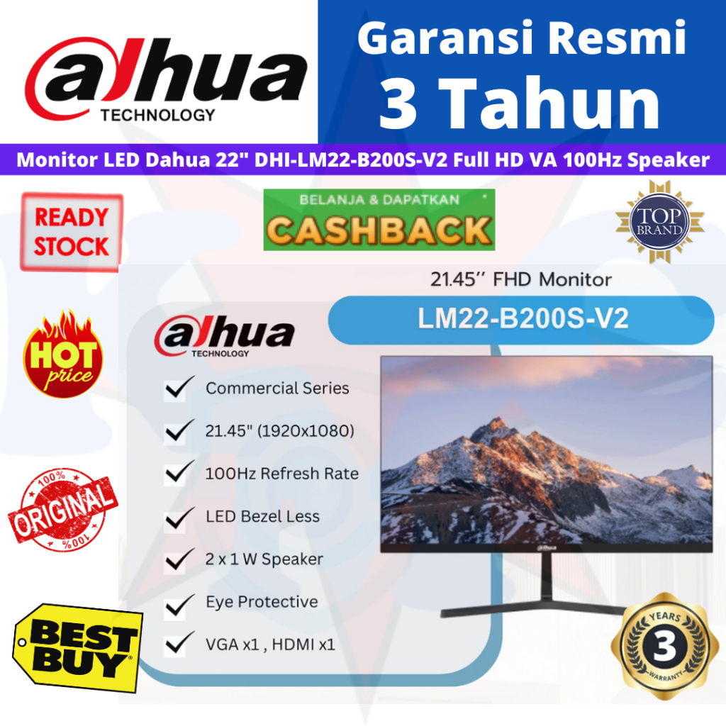 Jual Monitor LED 22 Inch Dahua DHI-LM22-B200S / A200Y Full HD VA ...