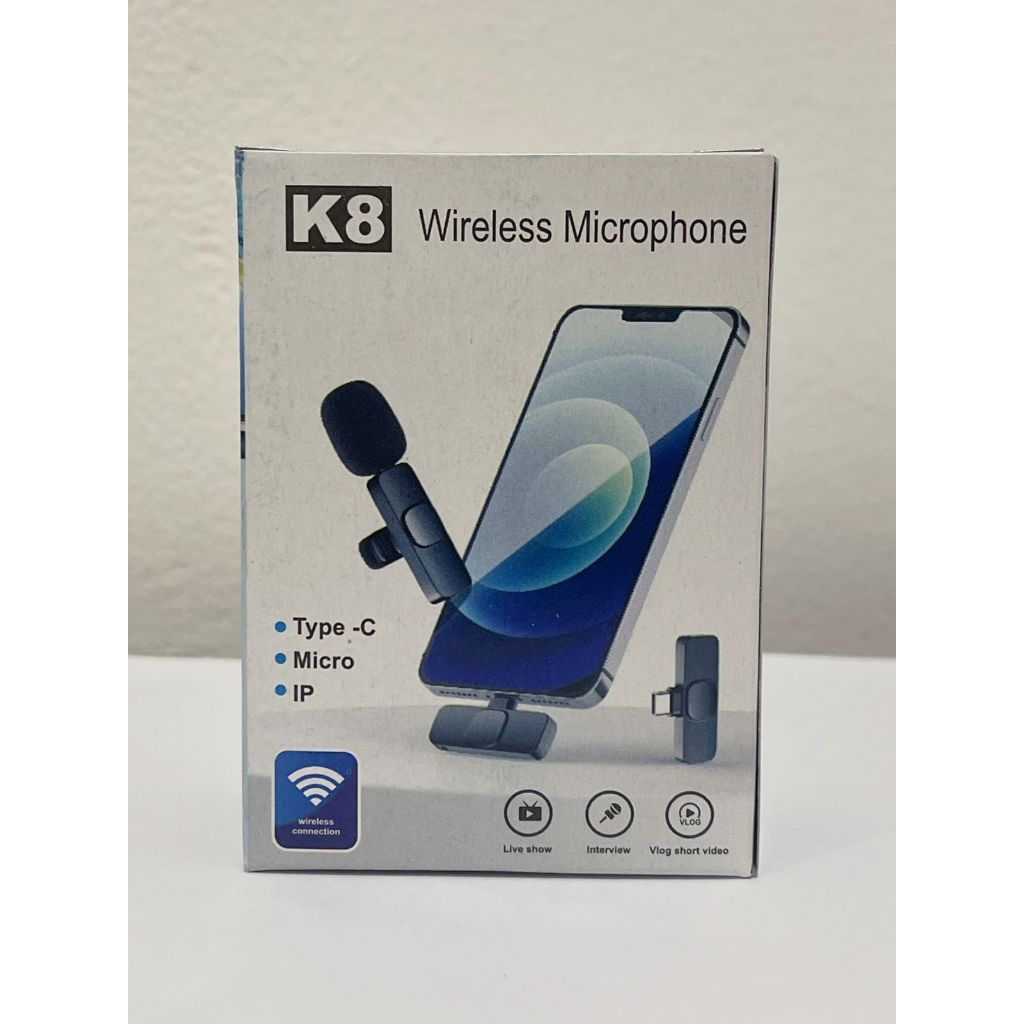 Jual MICROPHONE K8 MIC CLIP ON YOUTUBER WIRELESS USB PLUS PACK TYPE C ...