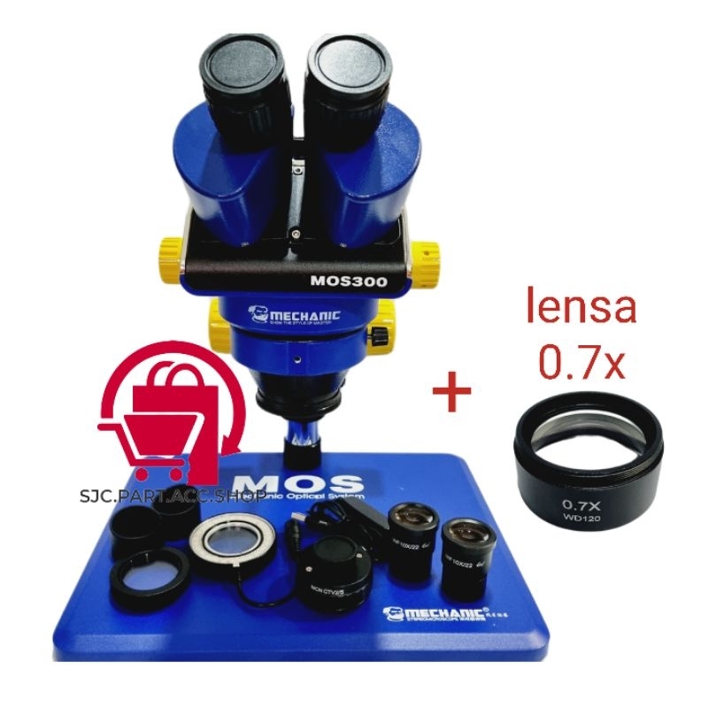 Jual MICROSCOPE MECHANIC MOS300 B11 TRINOCULAR PLUS LENSA CTV 2/5
