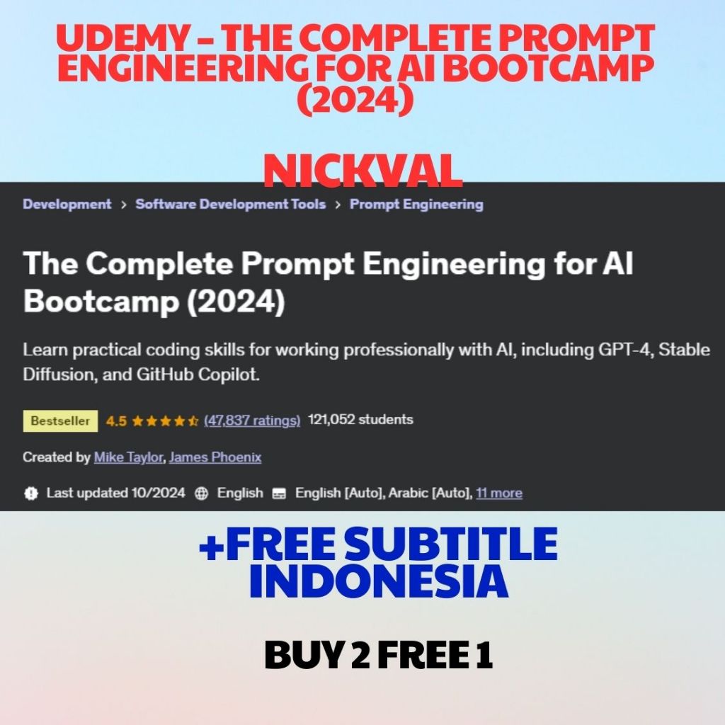 Jual Udemy – The Complete Prompt Engineering for AI Bootcamp (2024 ...