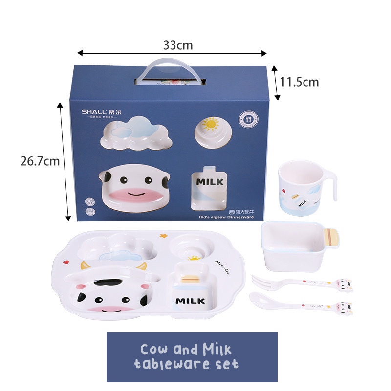 Jual ELCO Premium Melamine Cow and Milk Tableware set gift box / paket ...