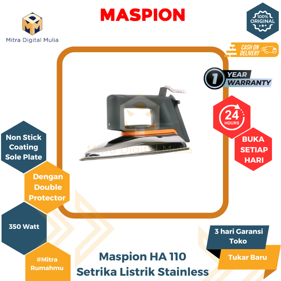 Jual Maspion HA110 Setrika Listrik 350 Watt Lapisan Anti Lengket ...