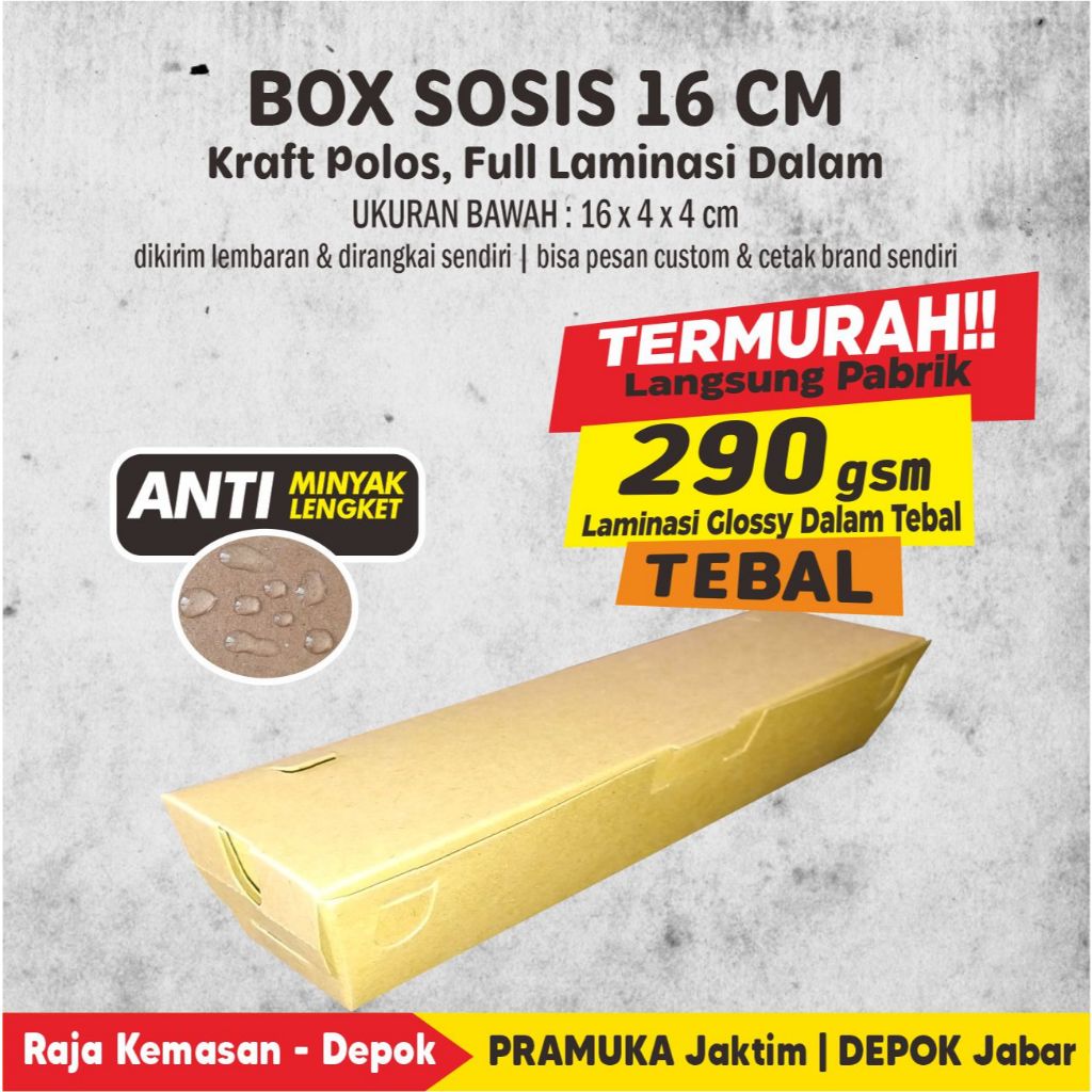 Jual Box Sosis Jumbo 16 cm Kraft Polos Laminasi | Shopee Indonesia