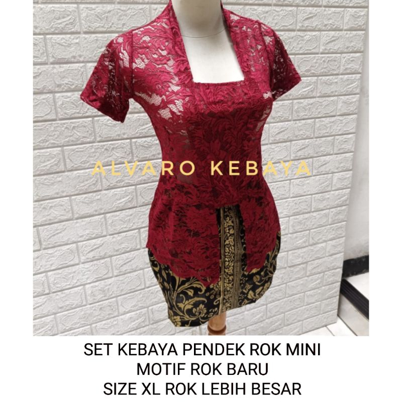 Jual Setelan kebaya brokat halus strait lengan pendek rok span mini ...