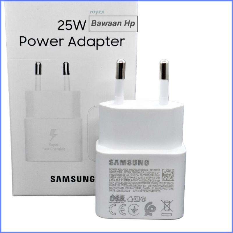 Charger Samsung 25 Watt Super Fast Charging Original C to C A54 A05s A15  A55 A35 Bawaan Hp