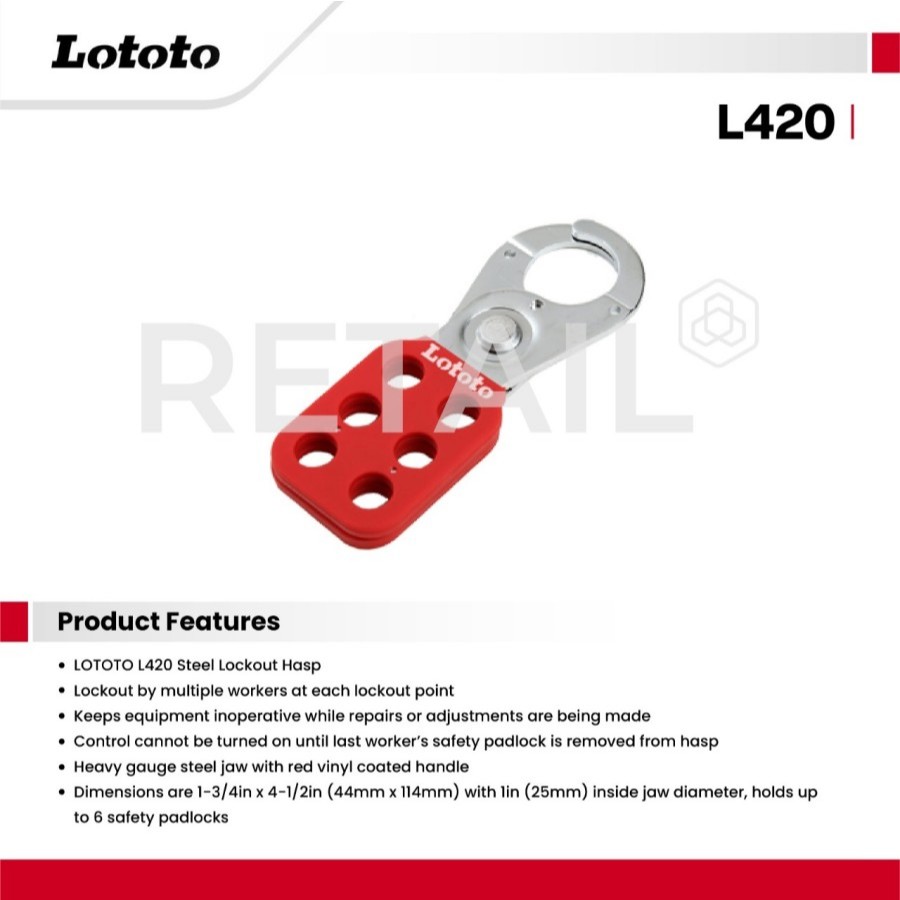 Jual LOTOTO Safety Loto Lockout Tagout Steel Hasp - L420 | Shopee Indonesia