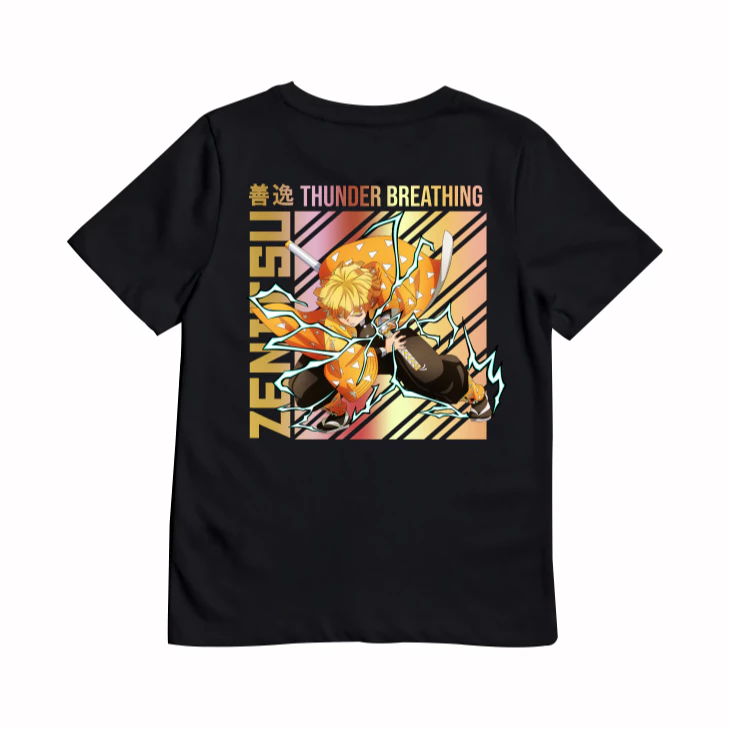 Baju Kaos  Anak Unisex Gambar Anime DEMON SLAYER ZENITSU AGATSUMA