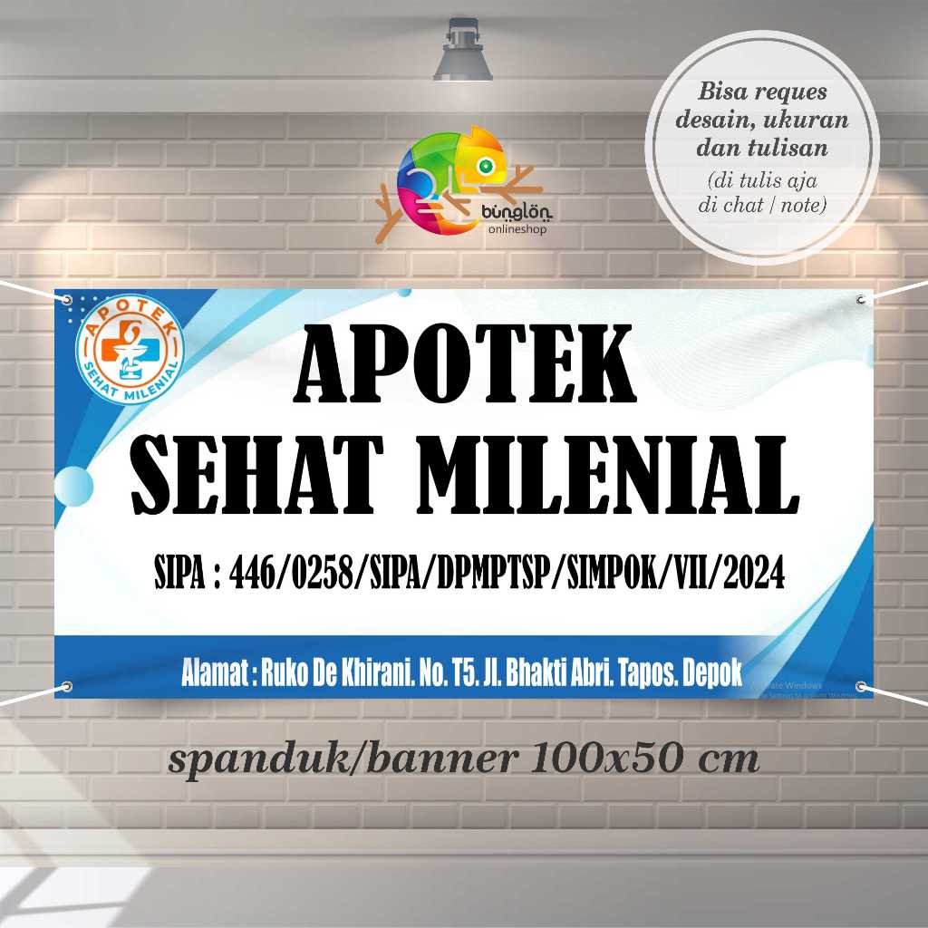 Jual Cetak Spanduk Banner Apotek Model Biru | Shopee Indonesia