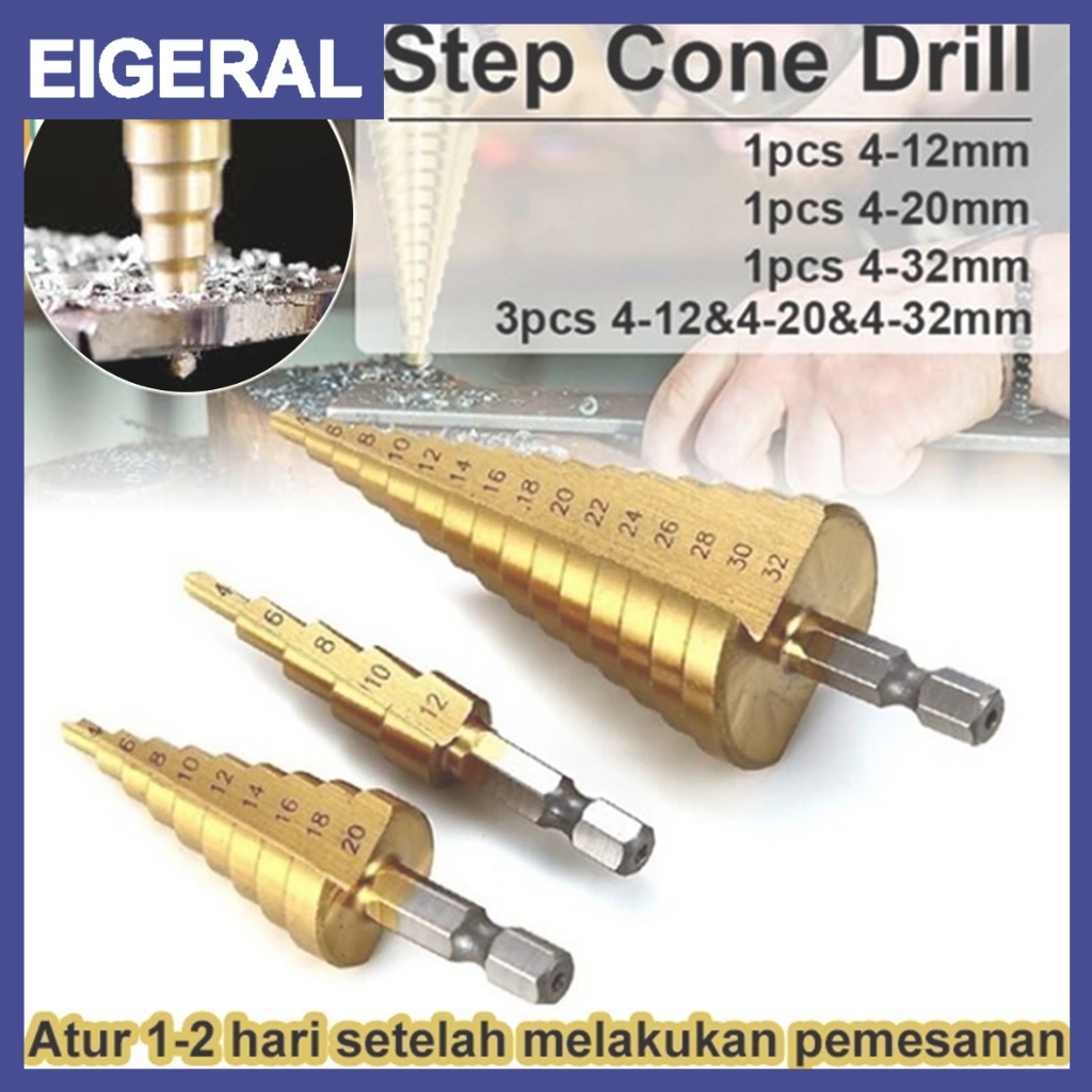 Jual 3PCS Mata Bor Spiral Pagoda (4-12 4-20 3-12) Mata Bor Pagoda Untuk ...