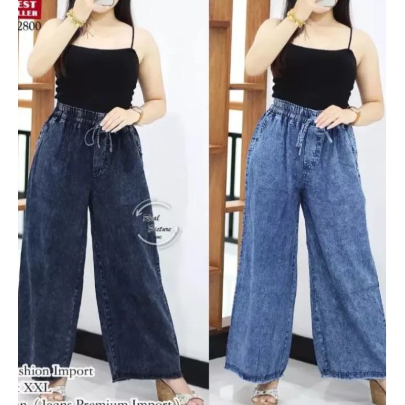 Jual Celana Kulot Jeans Wanita Lipat // Rawis Kulot Jeans Terbaru