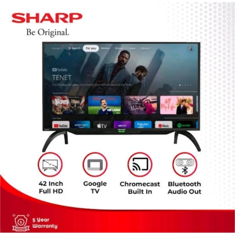 Jual Android Google TV LED SHARP AQUOS Google assistant 42inc 2T ...