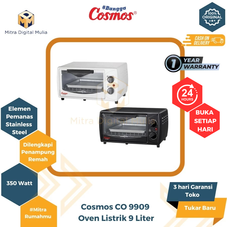 Jual Cosmos CO9909W Oven Listrik 9 Liter Low Watt 350W Elemen Pemanas ...