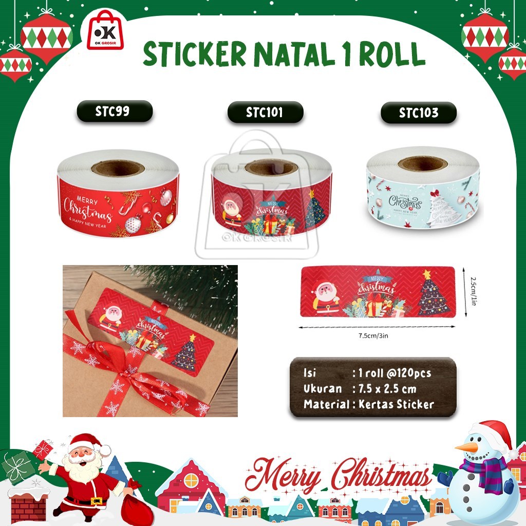 Jual Sticker Natal Christmas / Sticker Kado Toples (1 roll) | Shopee ...