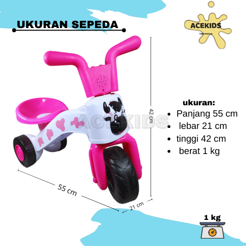 Jual Sepeda Anak Tricycle Sapi Mini Umur 3-4 Tahun Musikal Baterai ...