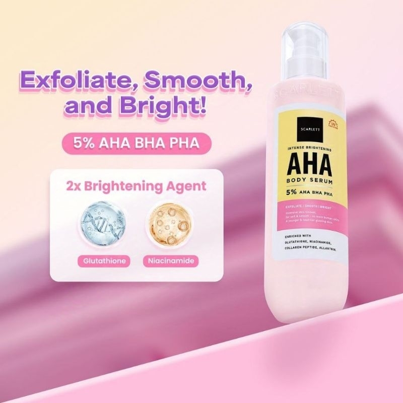 Jual SCARLETT WHITENING INTENSE BRIGHTENING AHA BODY SERUM 5% AHA BHA ...