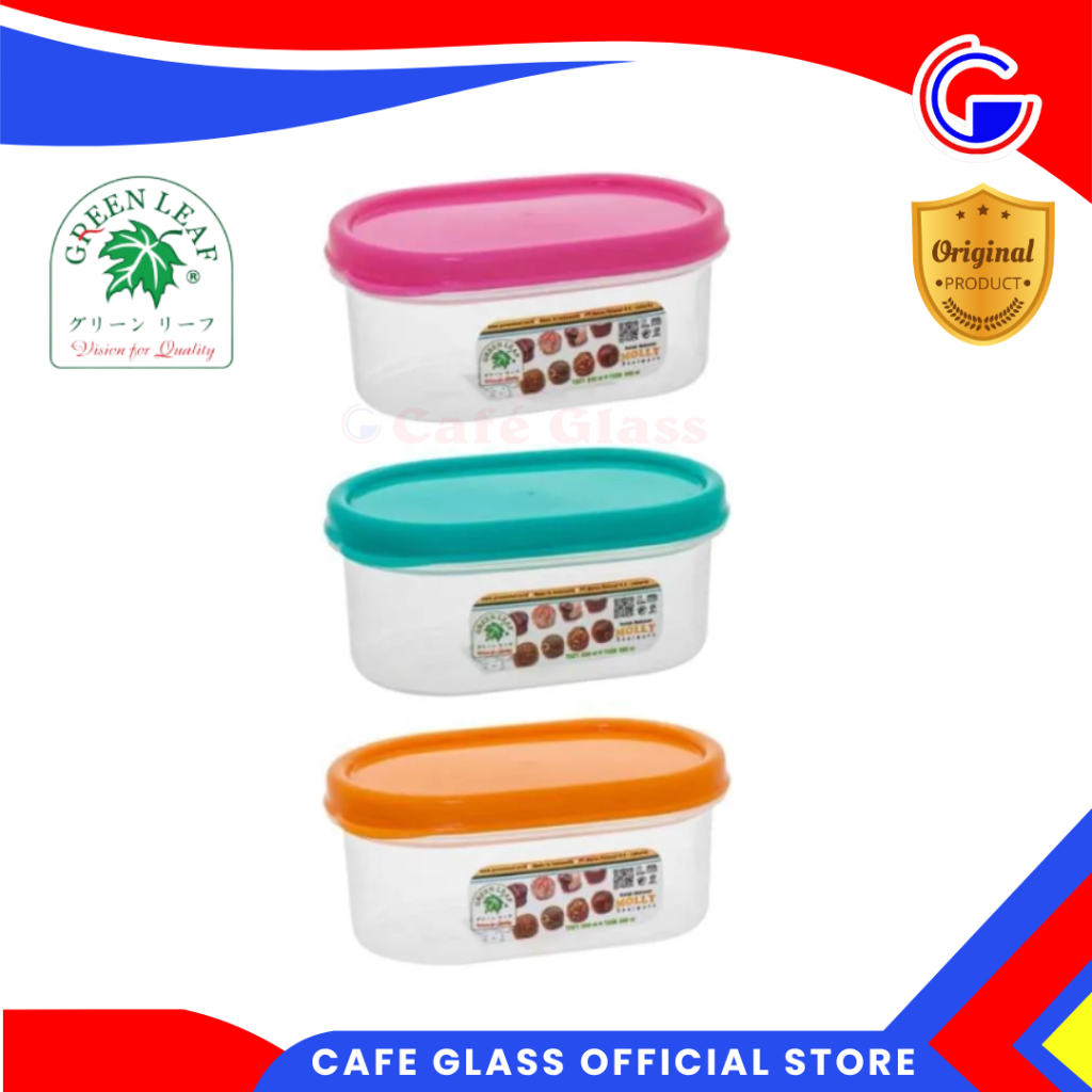Green Leaf Tempat Makanan Plastik I Food Container Oval Kedap Udara I Toples Serbaguna Mini Gl-7327