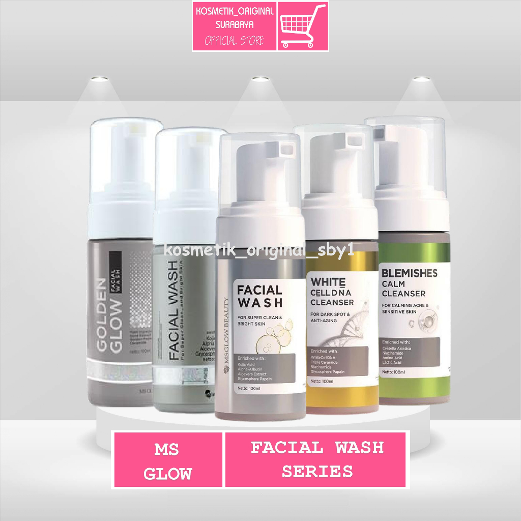 MS Glow Sabun Wajah / Facial Wash (Beauty / Golden Glow / White Cell DNA / Super Clean / Blemishes)